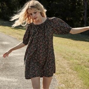 Doen Chestnut Dress in Black Petit Jardin Floral